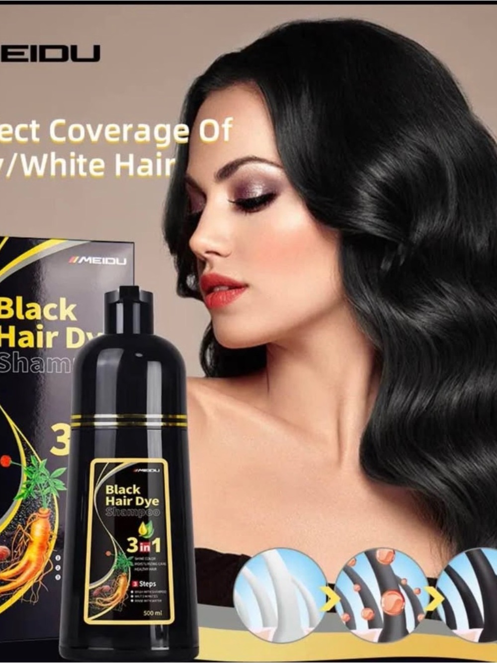 Black Hair Dye Shampoo - Black